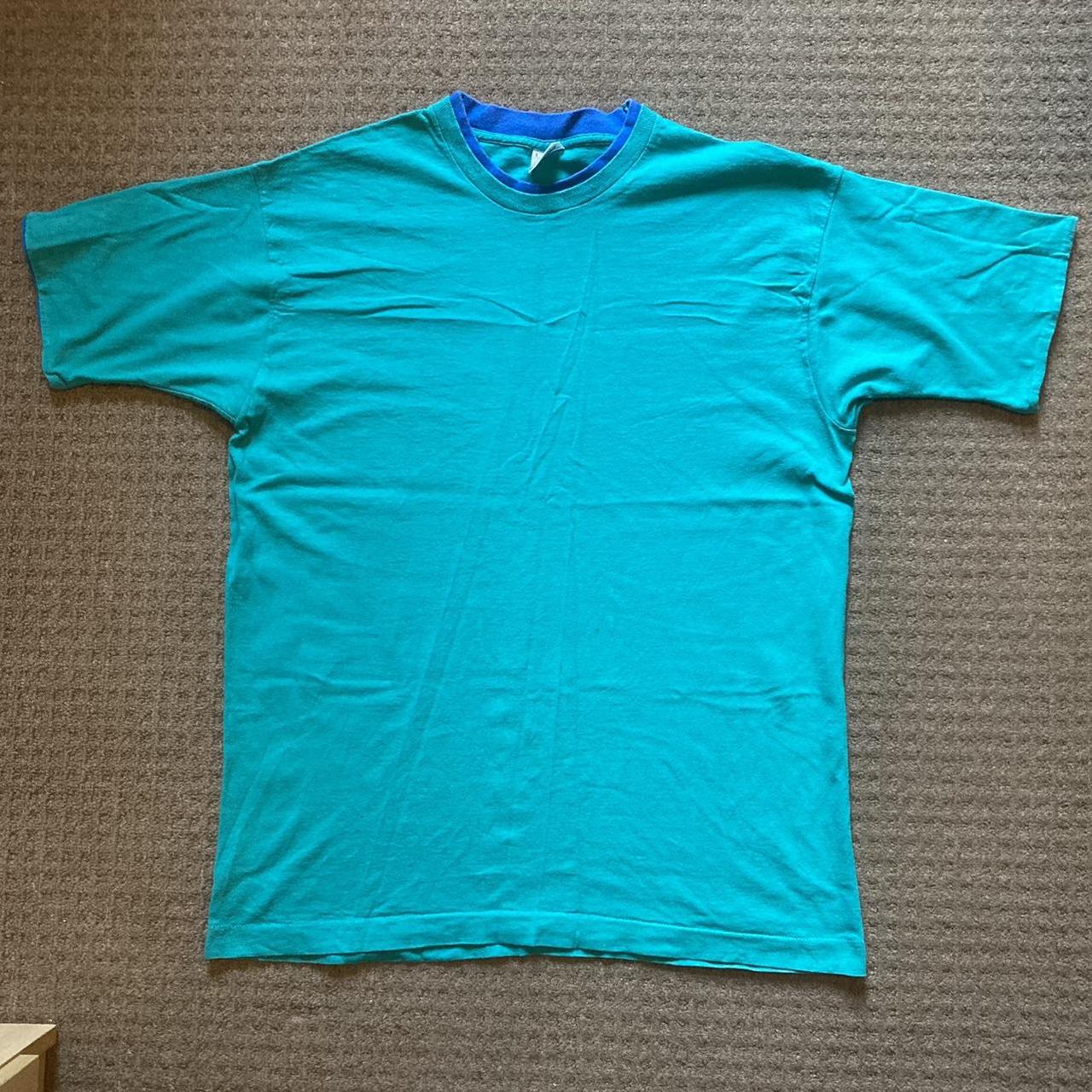 Vintage Large Turquoise T Shirt Single... - Depop