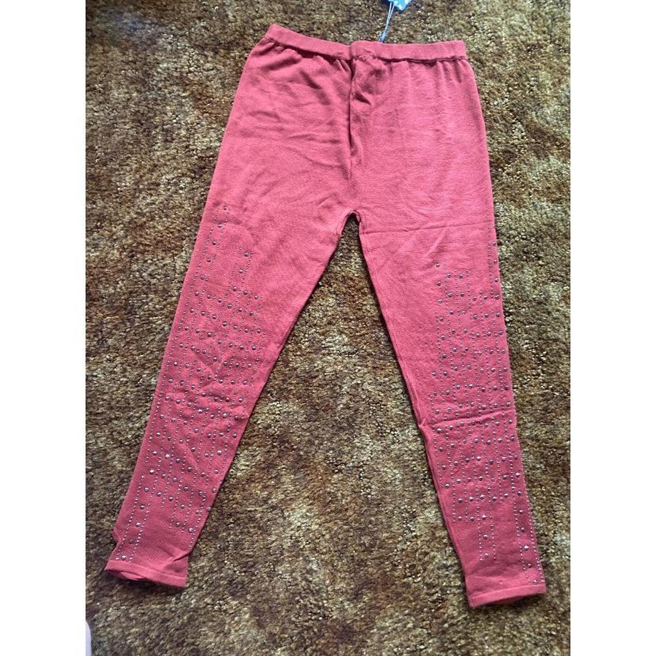 Rust red/orange bedazzled leggings. Brand new with... - Depop