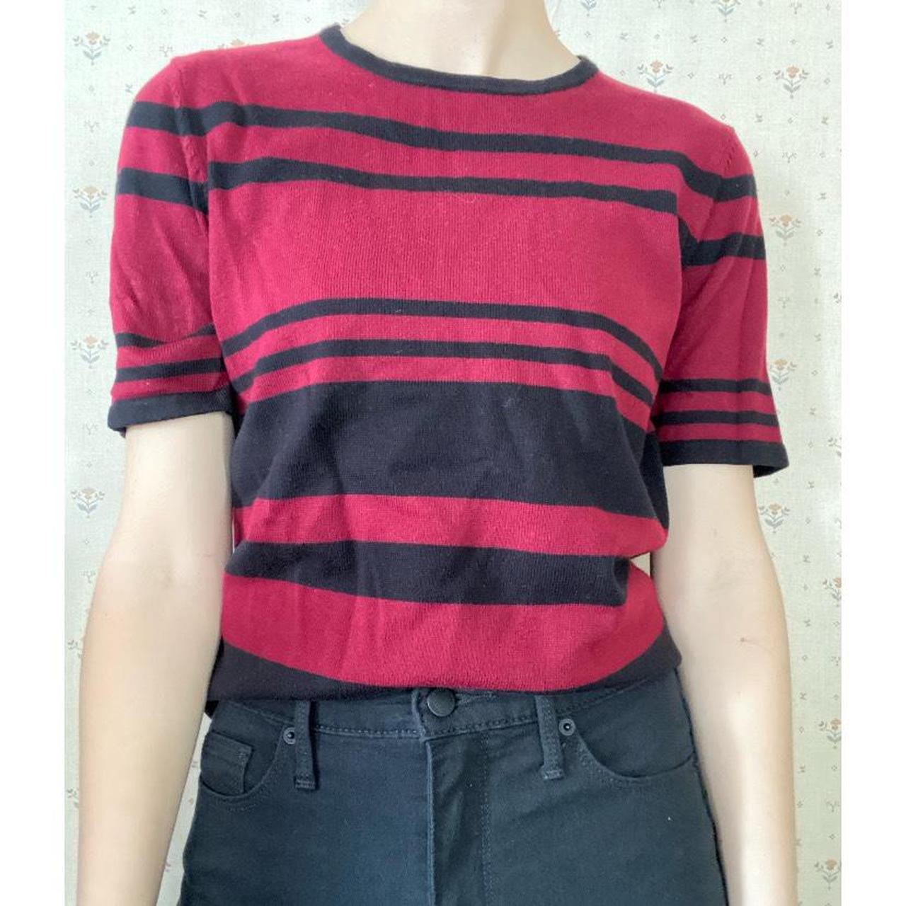 Maroon/black striped shirt and cardigan set. Size... - Depop