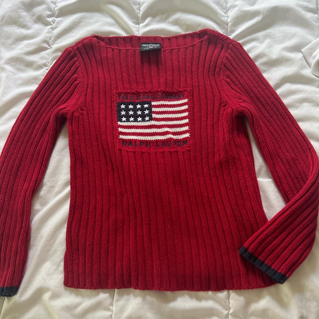 Gorgeous vintage polo Ralph lauren flag sweater!... - Depop