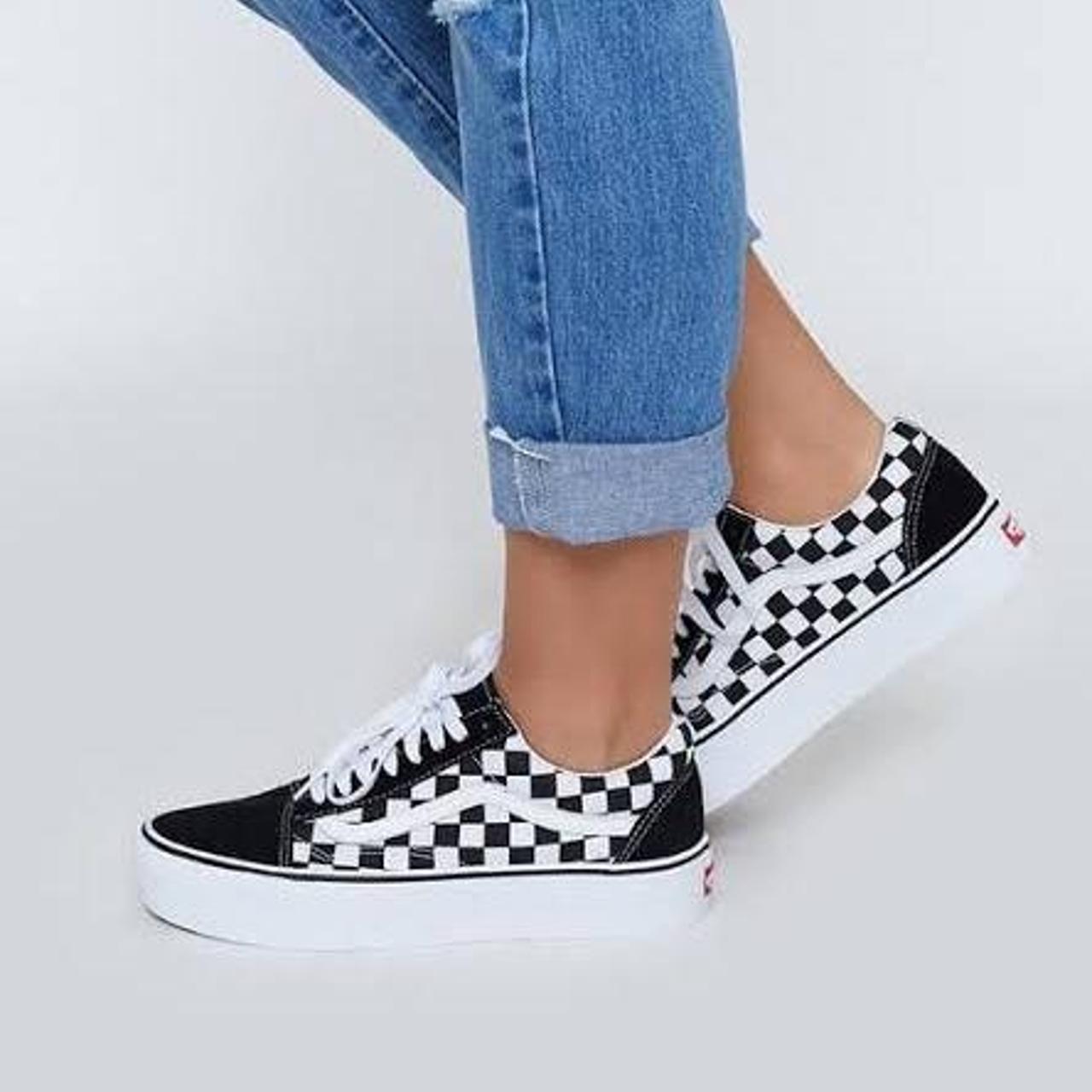 Vans checkered platform vans ladies size UK 9 i. Depop