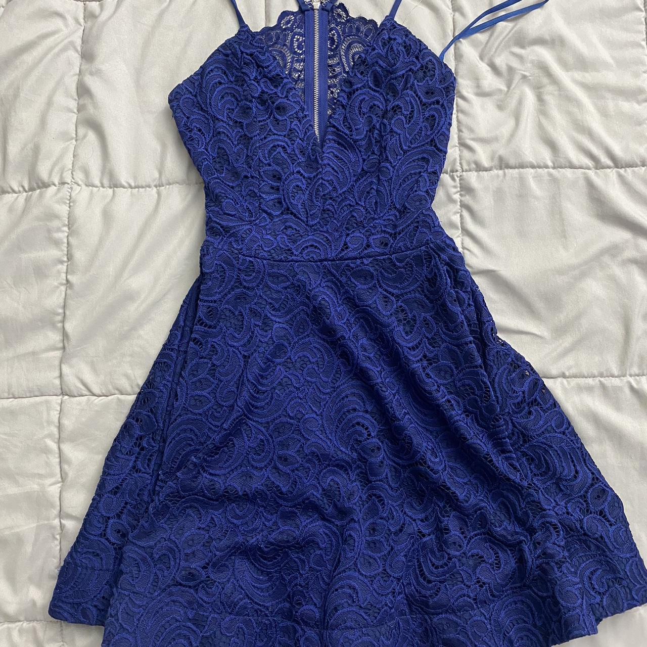 Windsor Navy Blue Lace Dress Worn Once - Depop