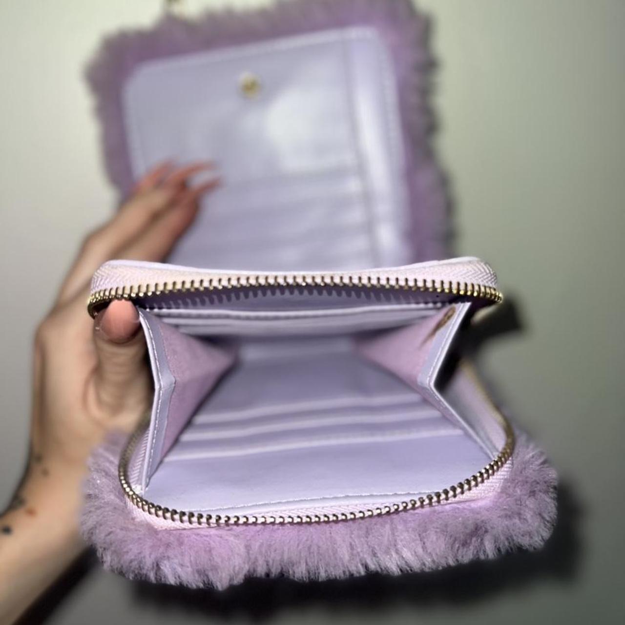 purple furry wallet purse Depop
