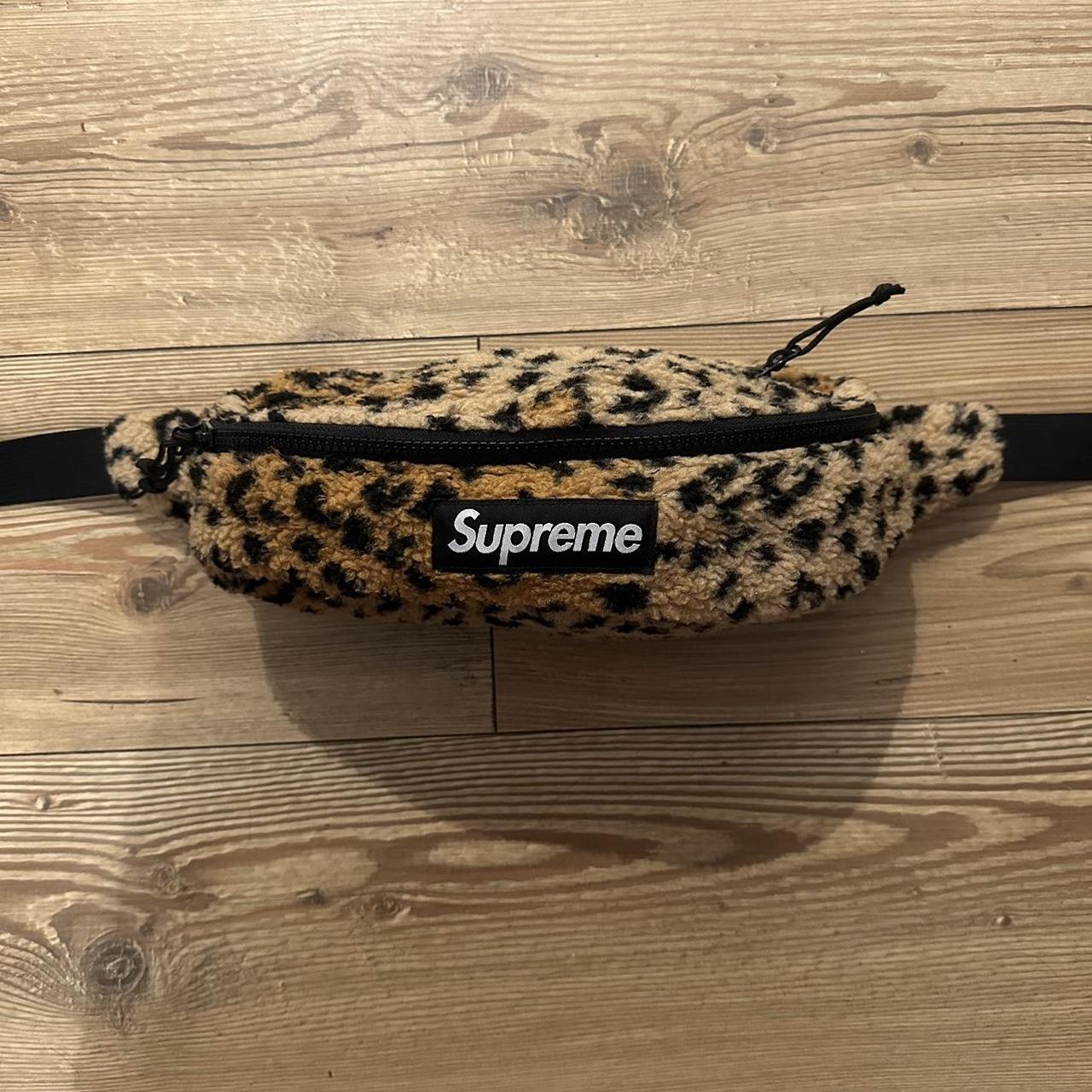 Supreme leopard fleece waist on sale bag