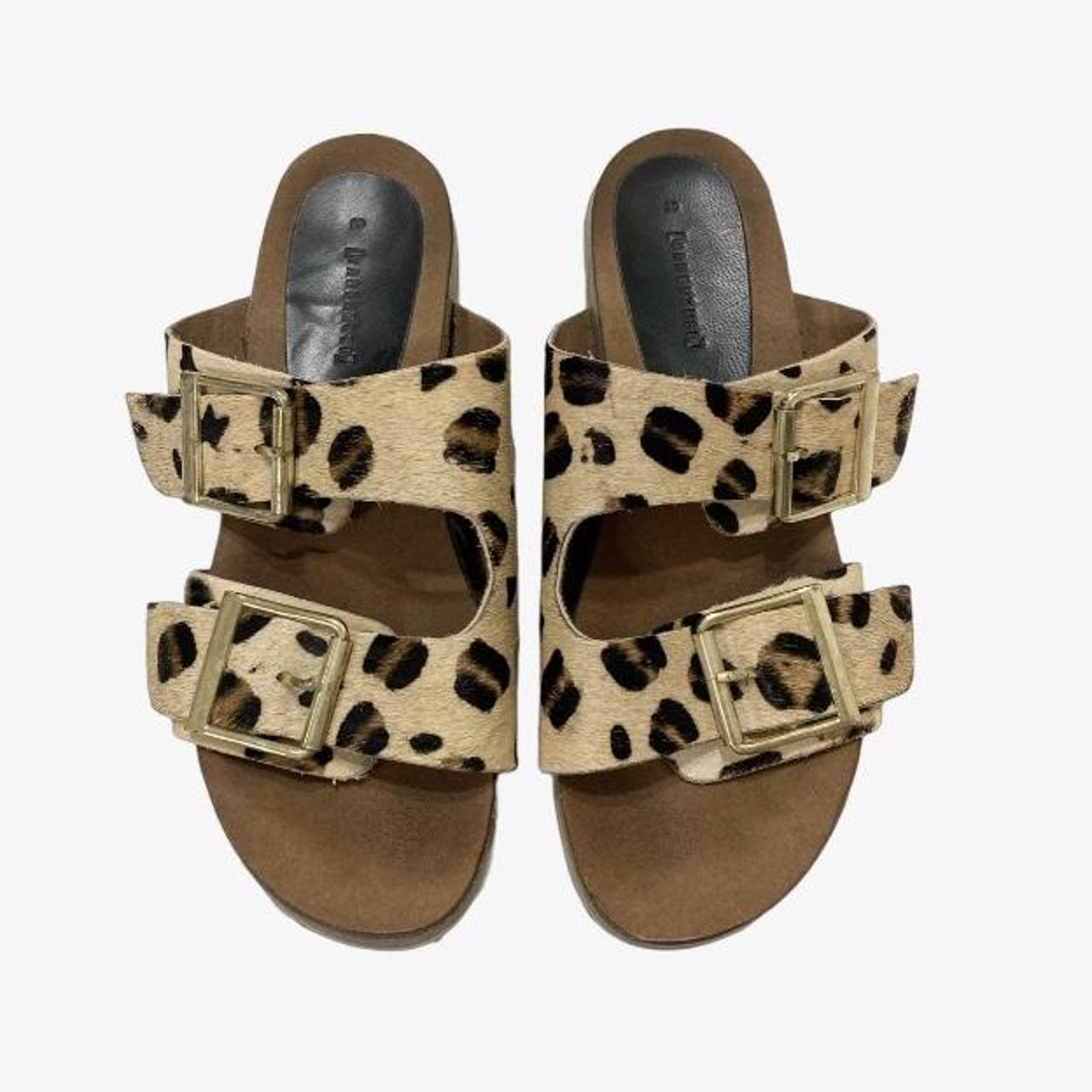 Leopard print best sale double buckle sandals