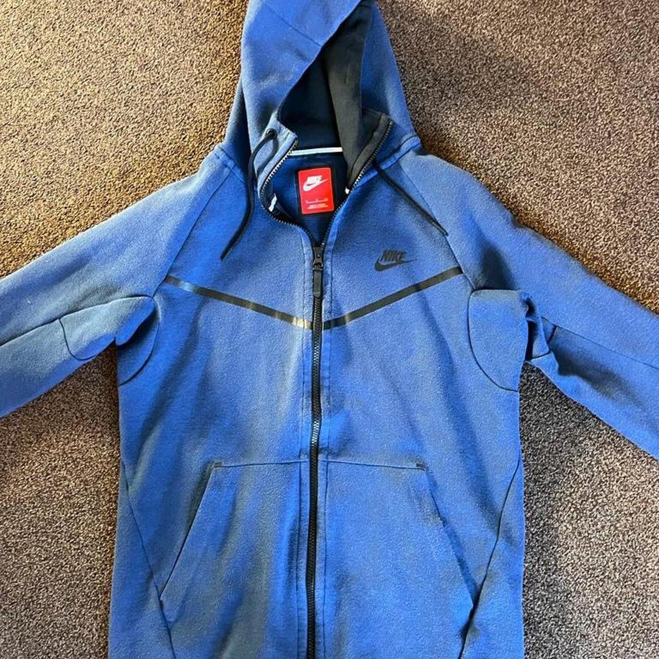 Nike blue tech fleece hoodie size Small - Depop