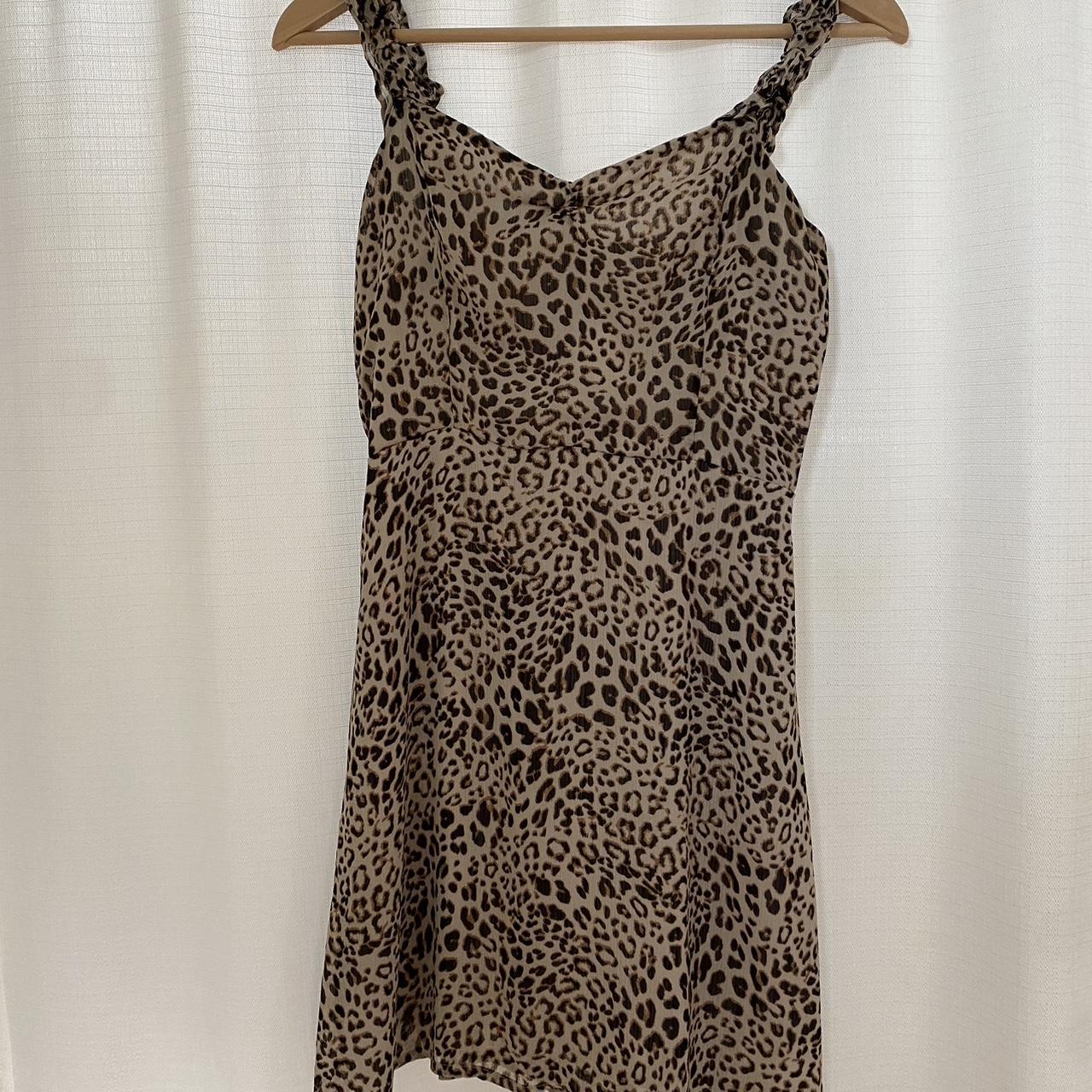 preloved mini leopard print dress in labeled size... - Depop