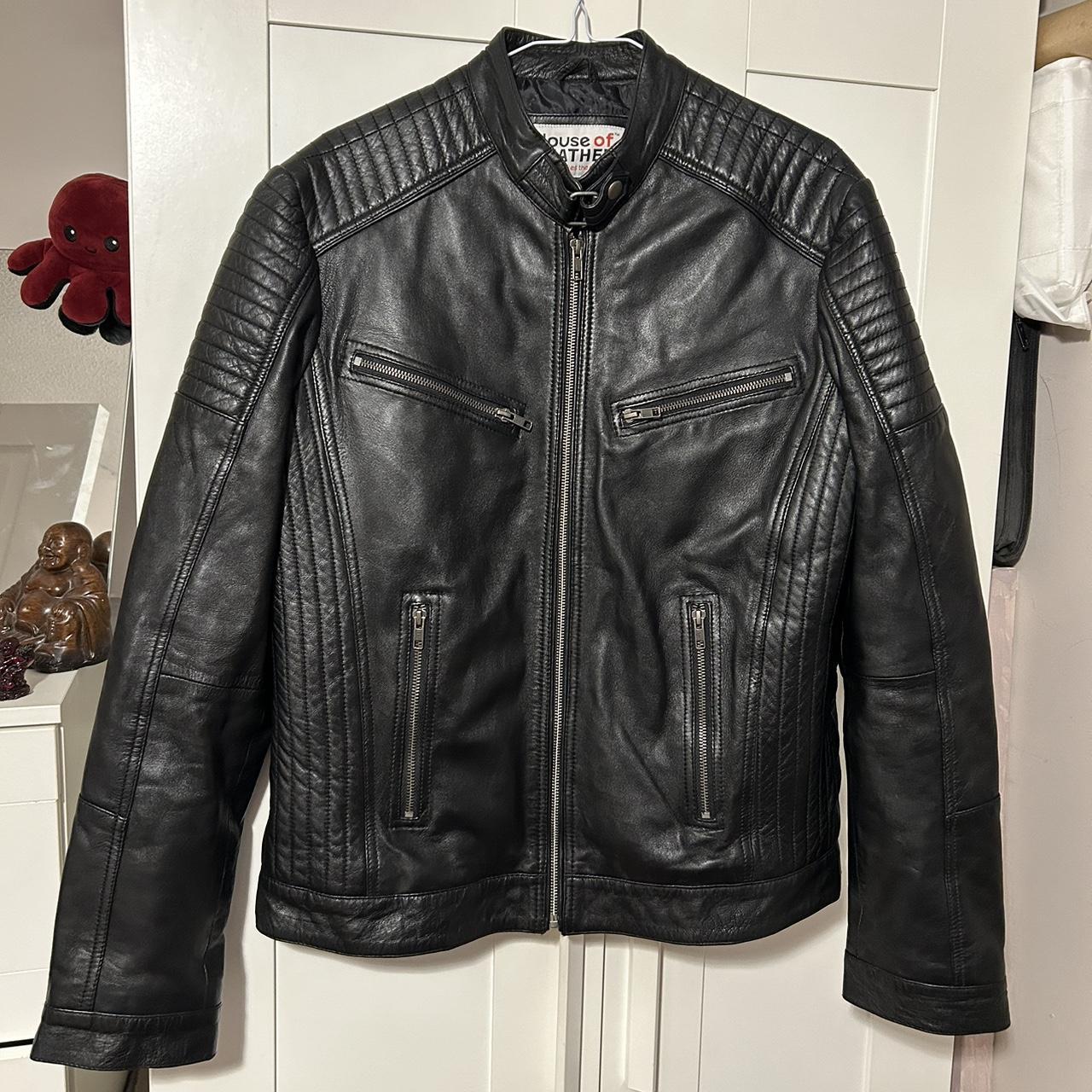REAL Leather Black Biker Jacket from House of... - Depop