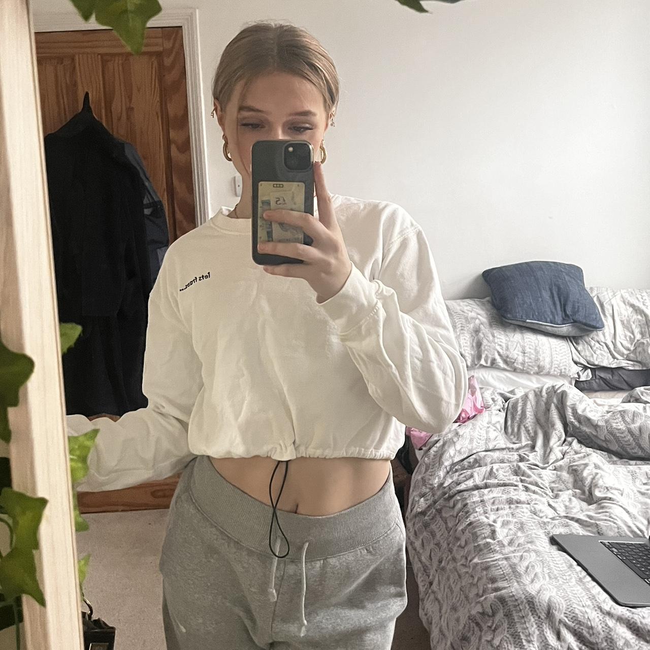 White Iets frans cropped sweatshirt Great... - Depop