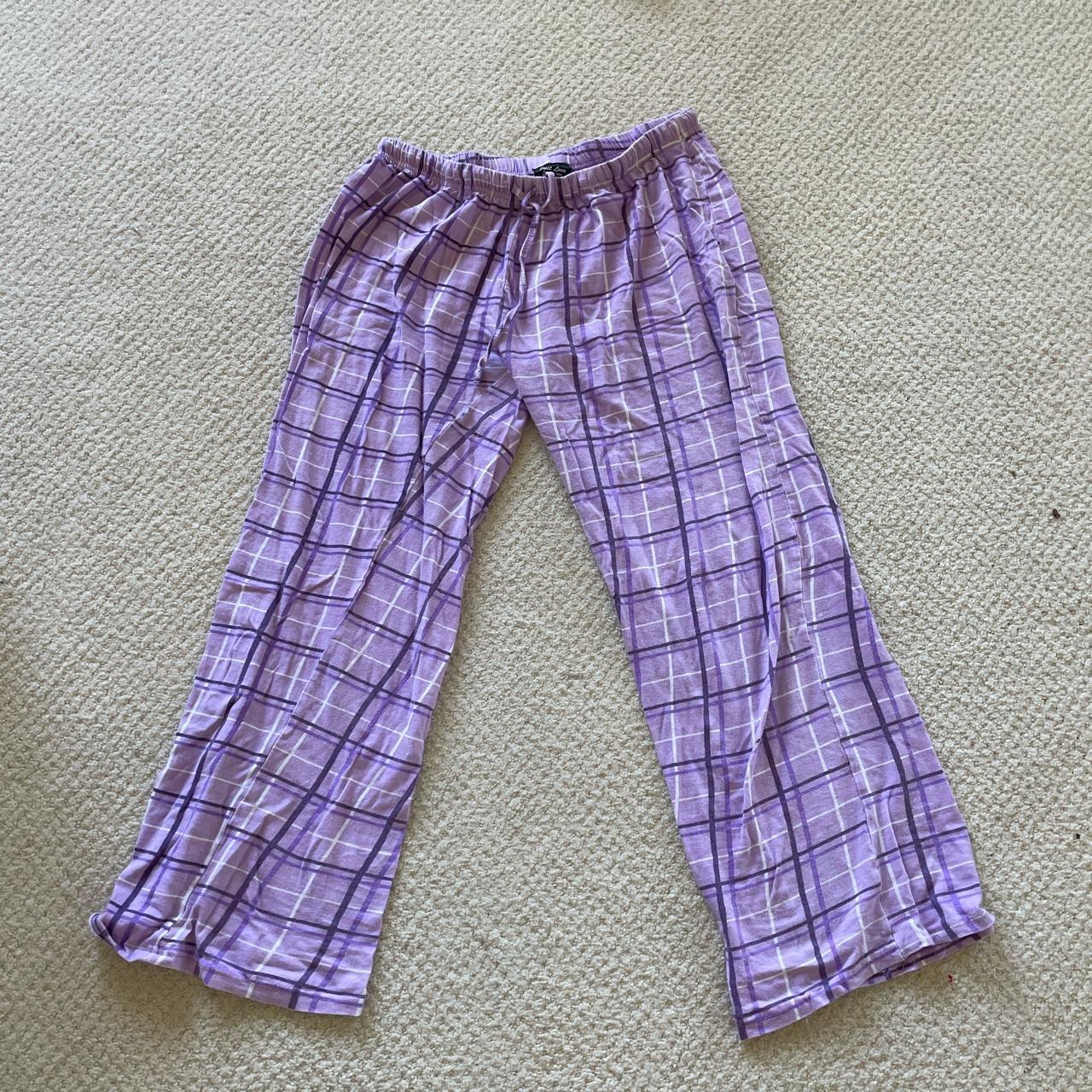 PURPLE PLAID PAJAMA PANTS worn twice #y2k #2000s... - Depop