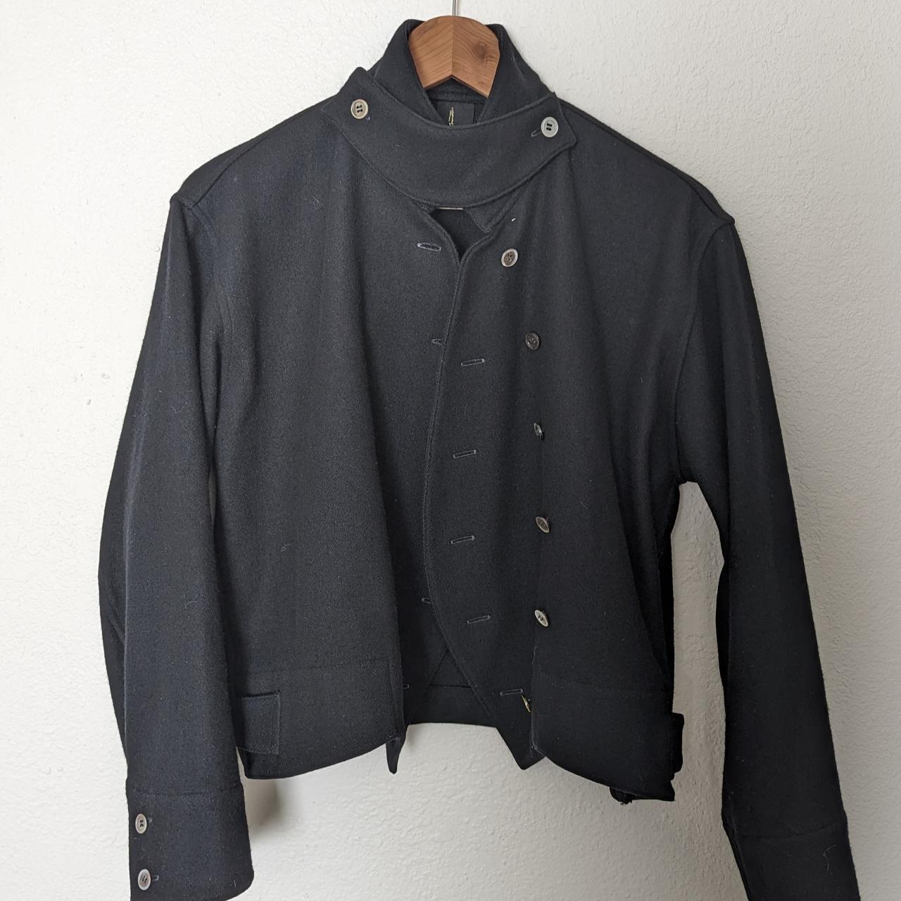Yohji Yamamoto Wool fencing cropped wool jacket with... - Depop