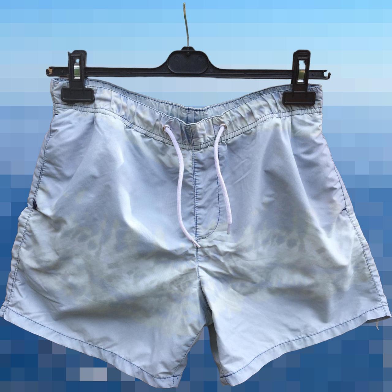 River Island Men's Blue and White Swimbriefsshorts Depop