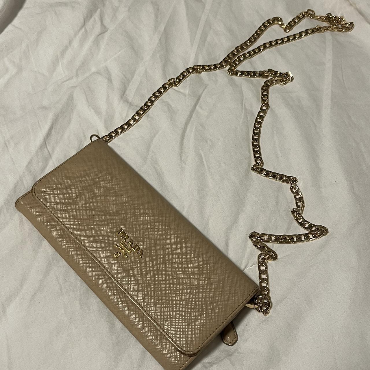 Prada brushed leather card holder on chain. Brand - Depop