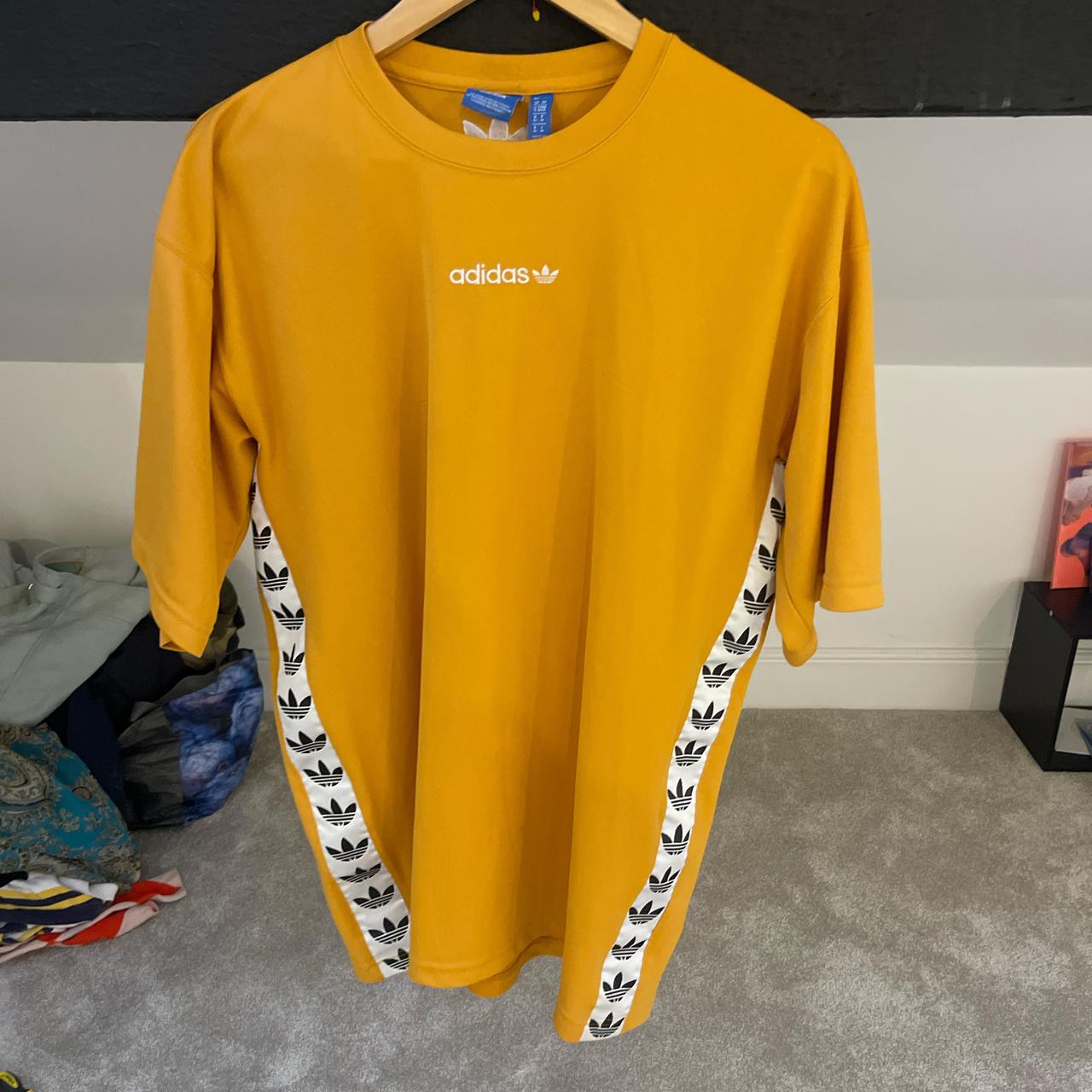 90s Mustard Yellow Adidas Sports shirt. The shirt. Depop