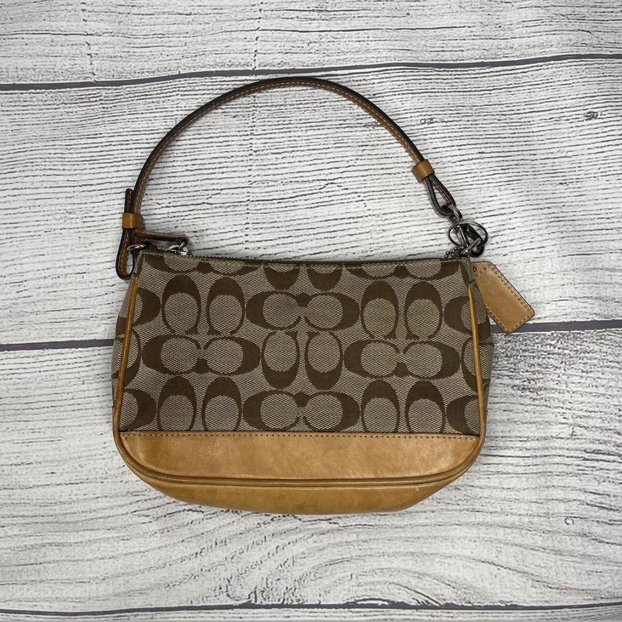 Vintage Coach Monogram Demi Pochette in a crimson - Depop