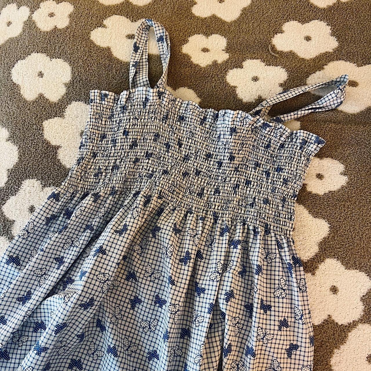 Blair Women's Blue and White Dress | Depop