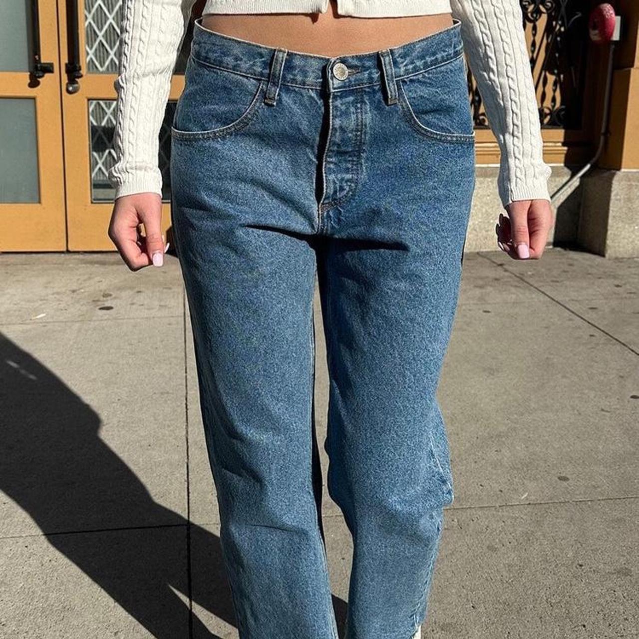 Brandy Melville Eliana medium wash jeans Size... Depop