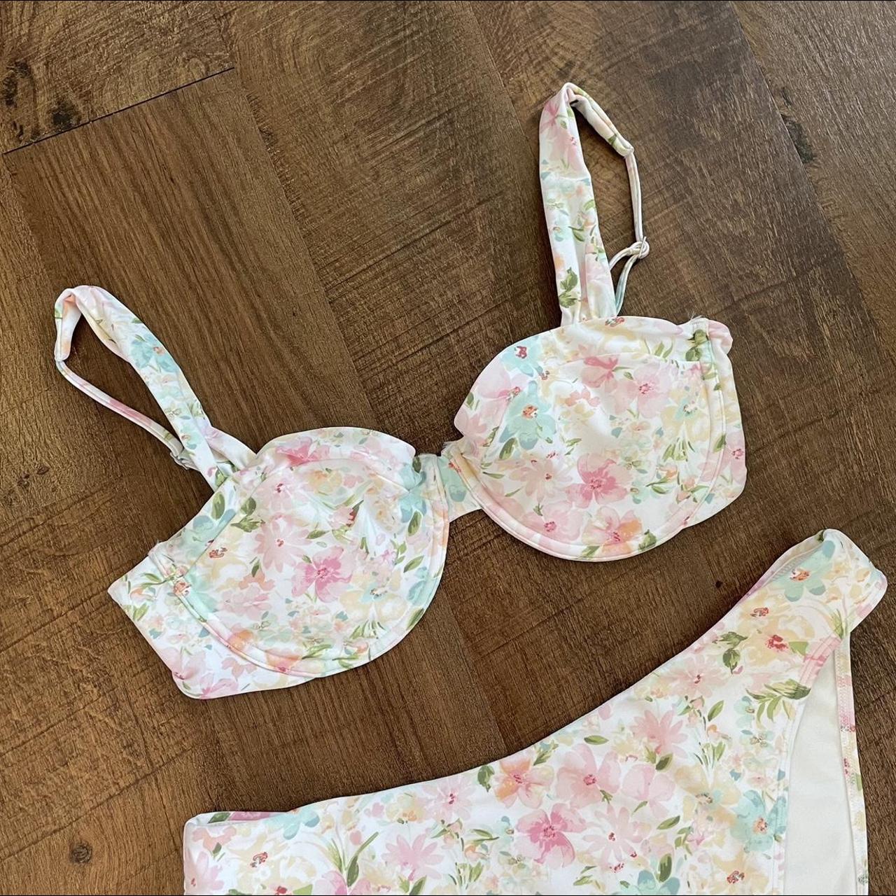 Abercrombie Pink Pastel Floral Bikini Adorable... - Depop