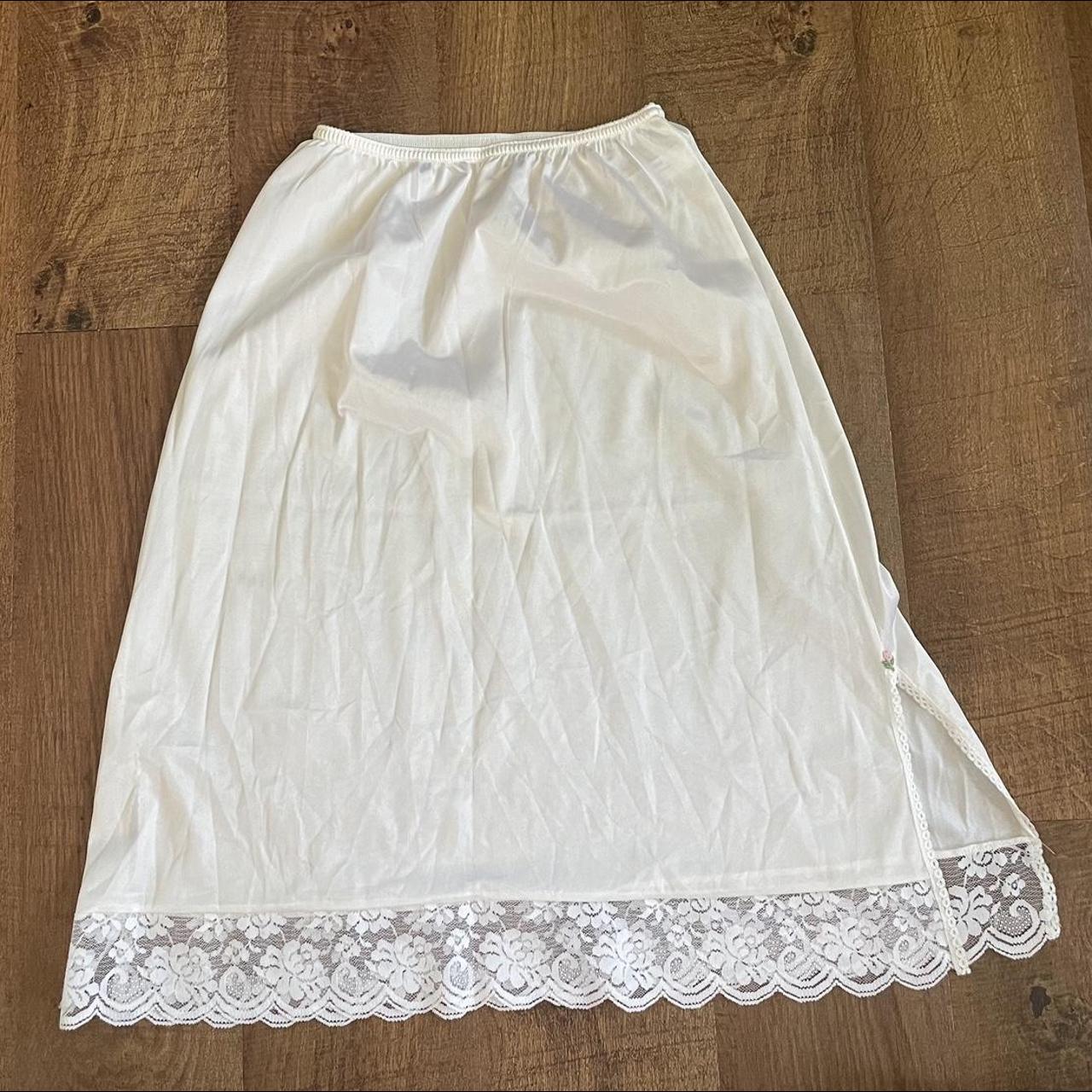 Vintage White Slip Skirt Gorgeous vintage slip... - Depop