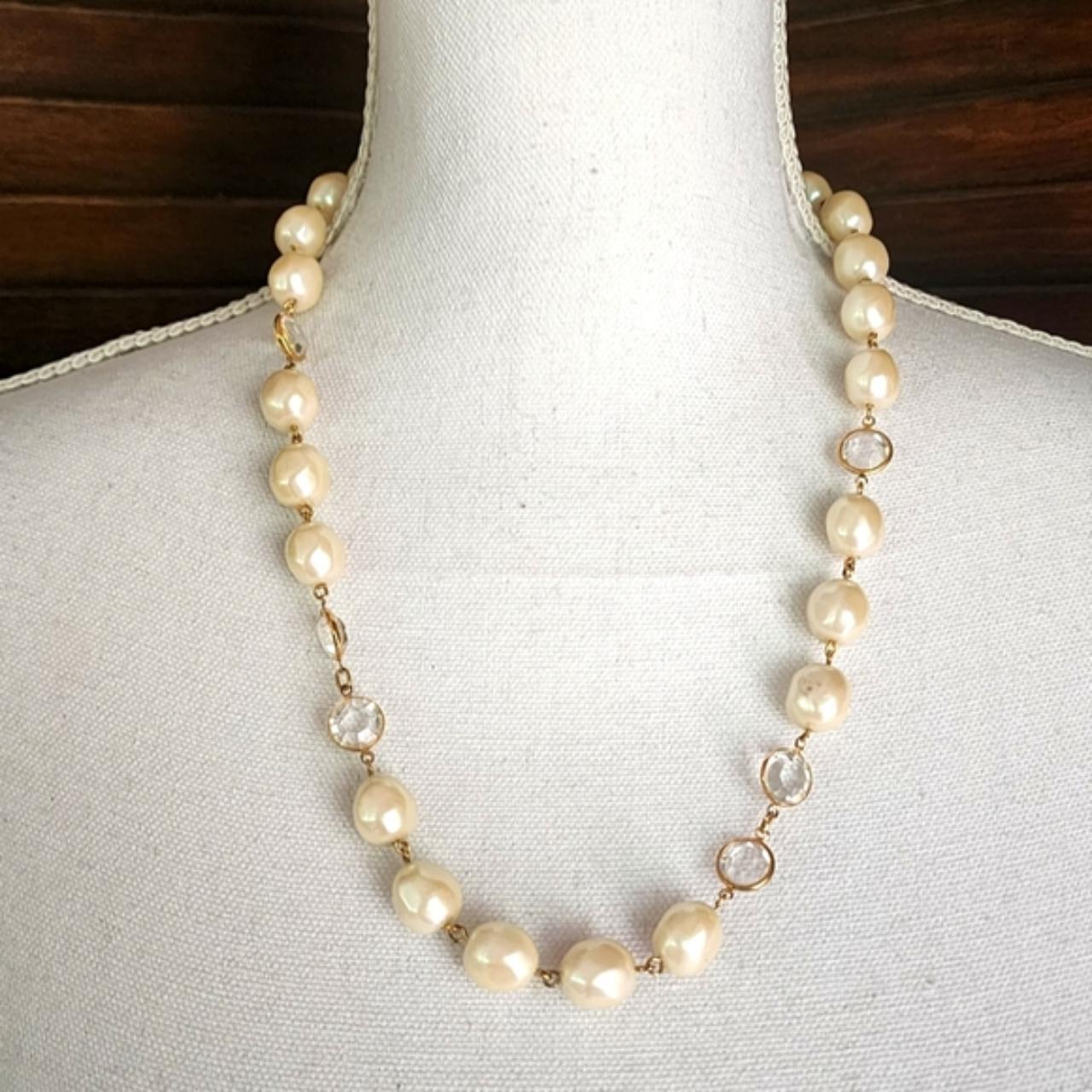 Vintage Givenchy Logo Faux Pearl 39” Long Necklace C 1970's | eBay