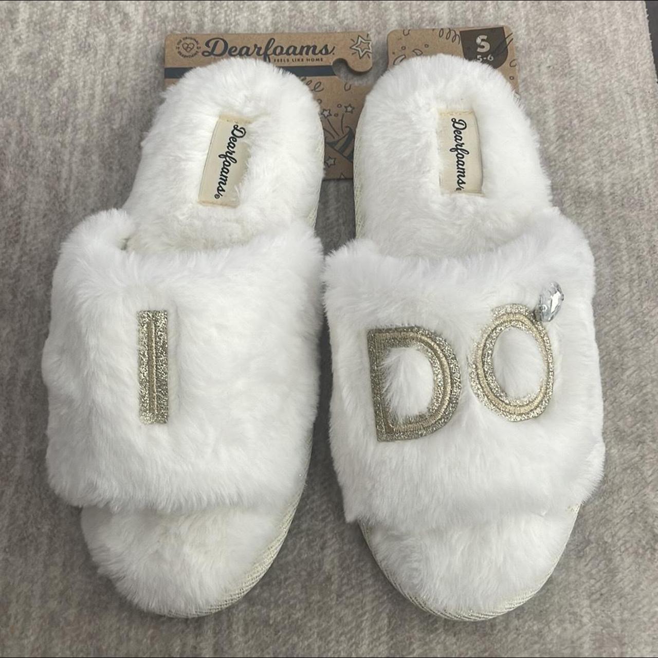 Dearfoams Women S White And Gold Slippers Depop   P0 