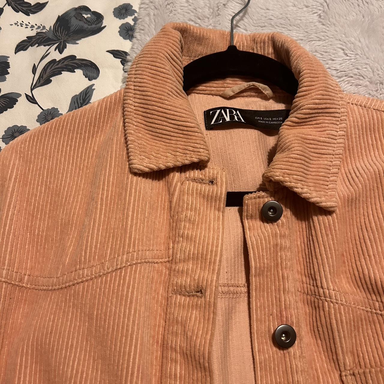 Zara cord jacket in dusty pink colour, ‘shacket’... Depop