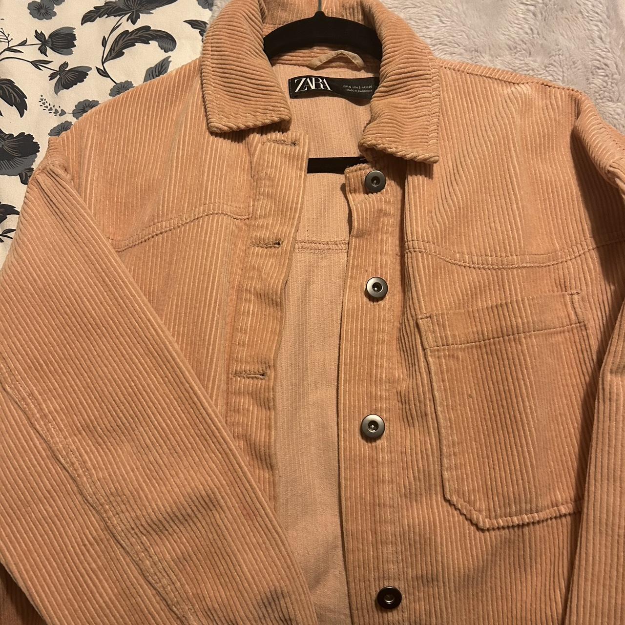 Zara cord jacket in dusty pink colour, ‘shacket’... Depop