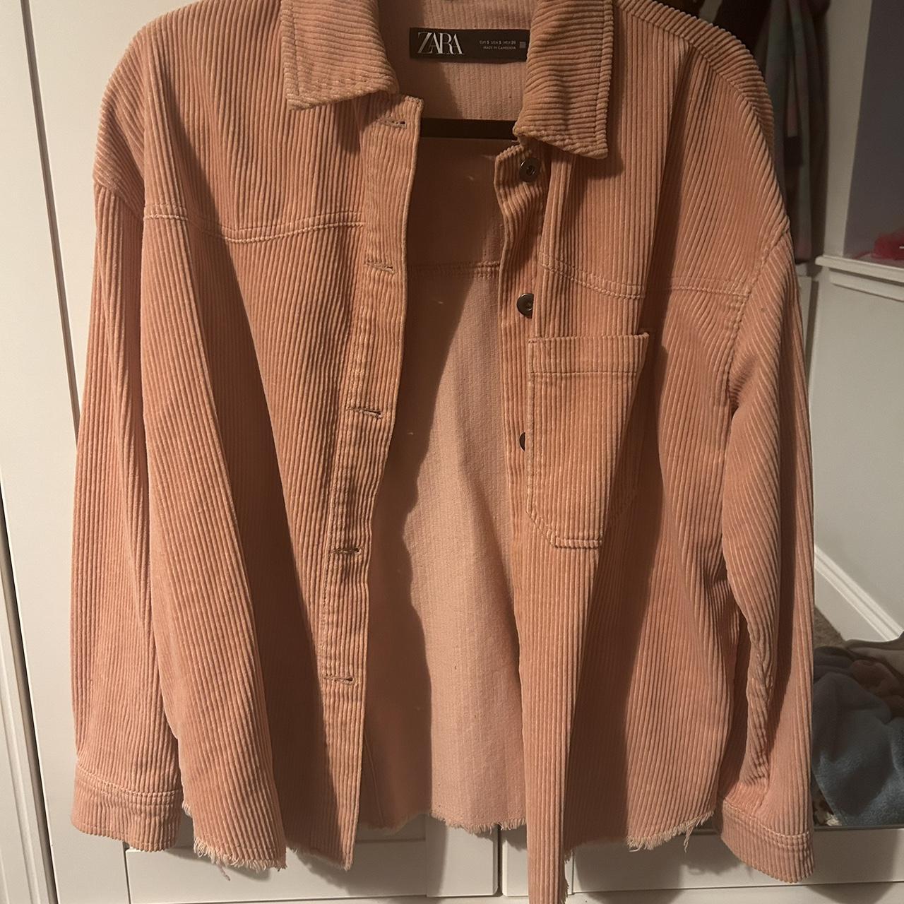 Zara cord jacket in dusty pink colour, ‘shacket’... Depop