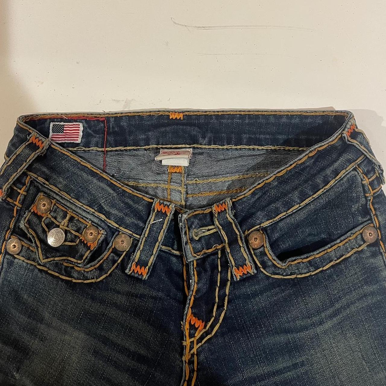 Insane Vintage True Religion low-waisted jeans with... - Depop