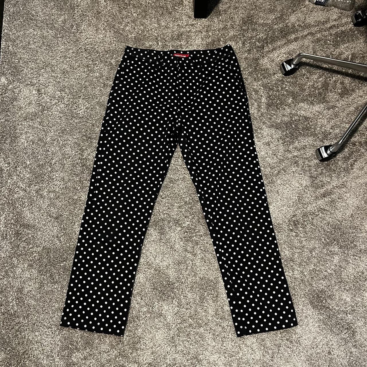 Supreme Polka Dot Work Pants wear on the backside