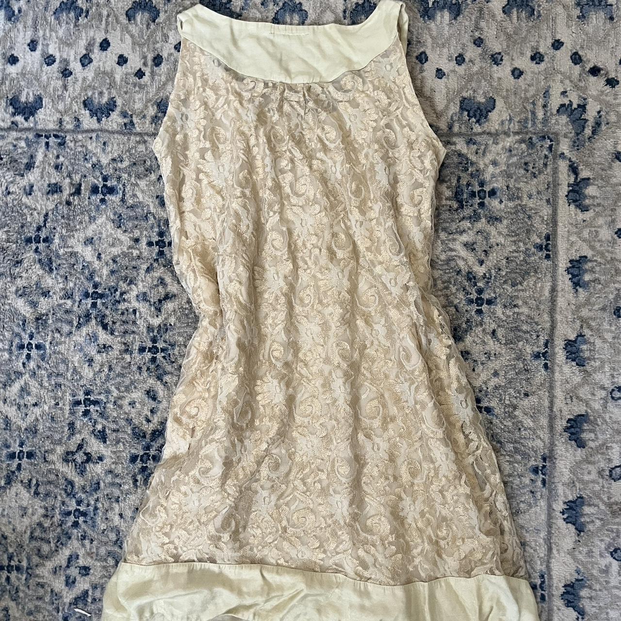 Super cute cream pastel white vintage mini dress... - Depop