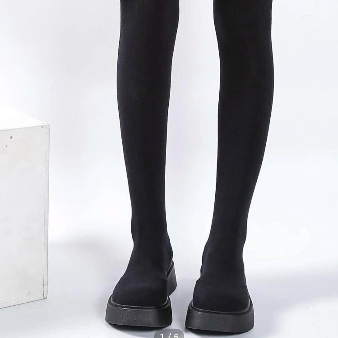 shein-black-over-the-knee-sock-boots-love-these-but-depop