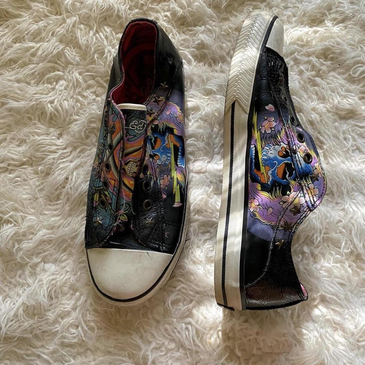 2000s Ed Hardy low canvas shoes! ️‍🔥☠️ condition: they... - Depop