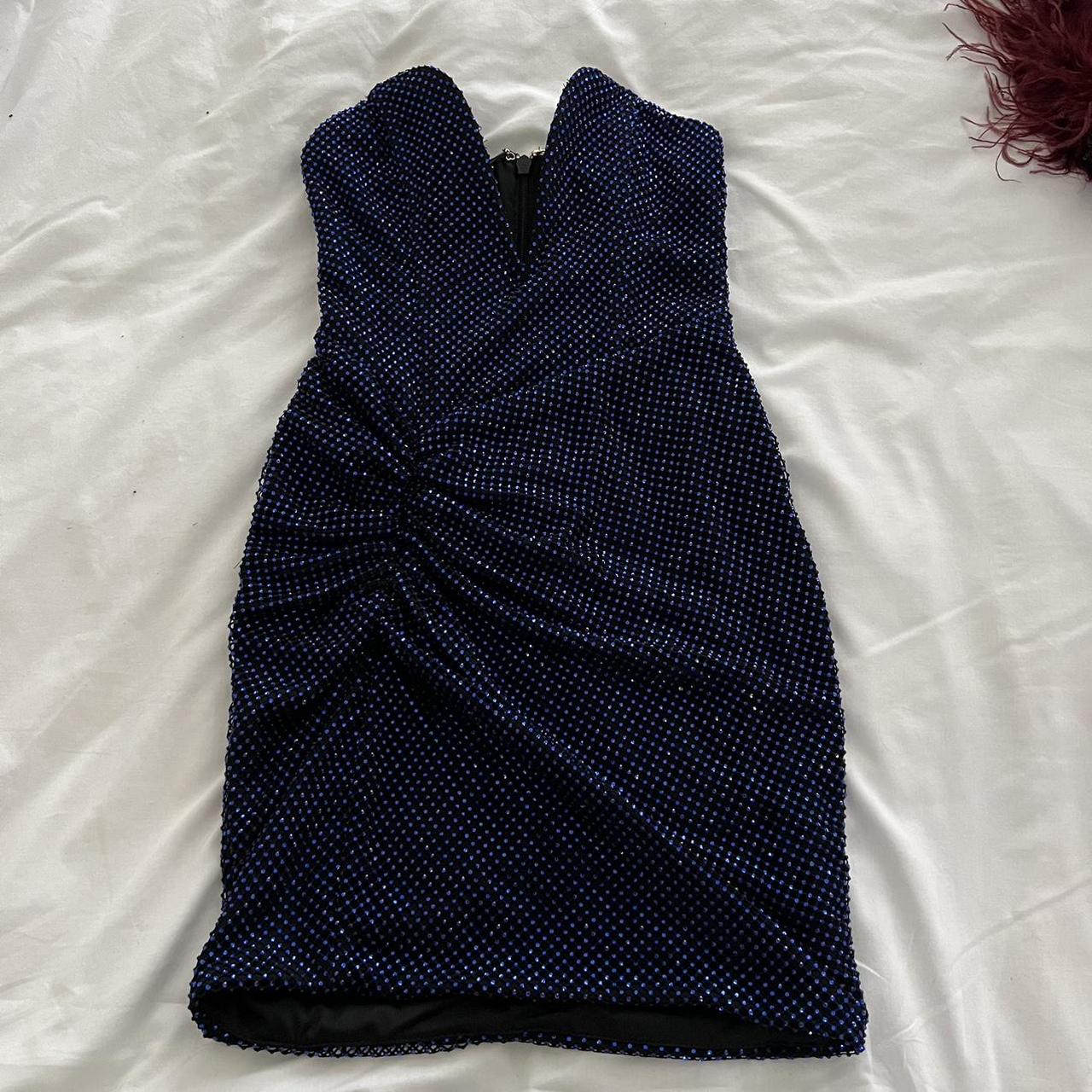 Mesmerised Navy Embellished V Plunge Strapless Mini Dress – Club L