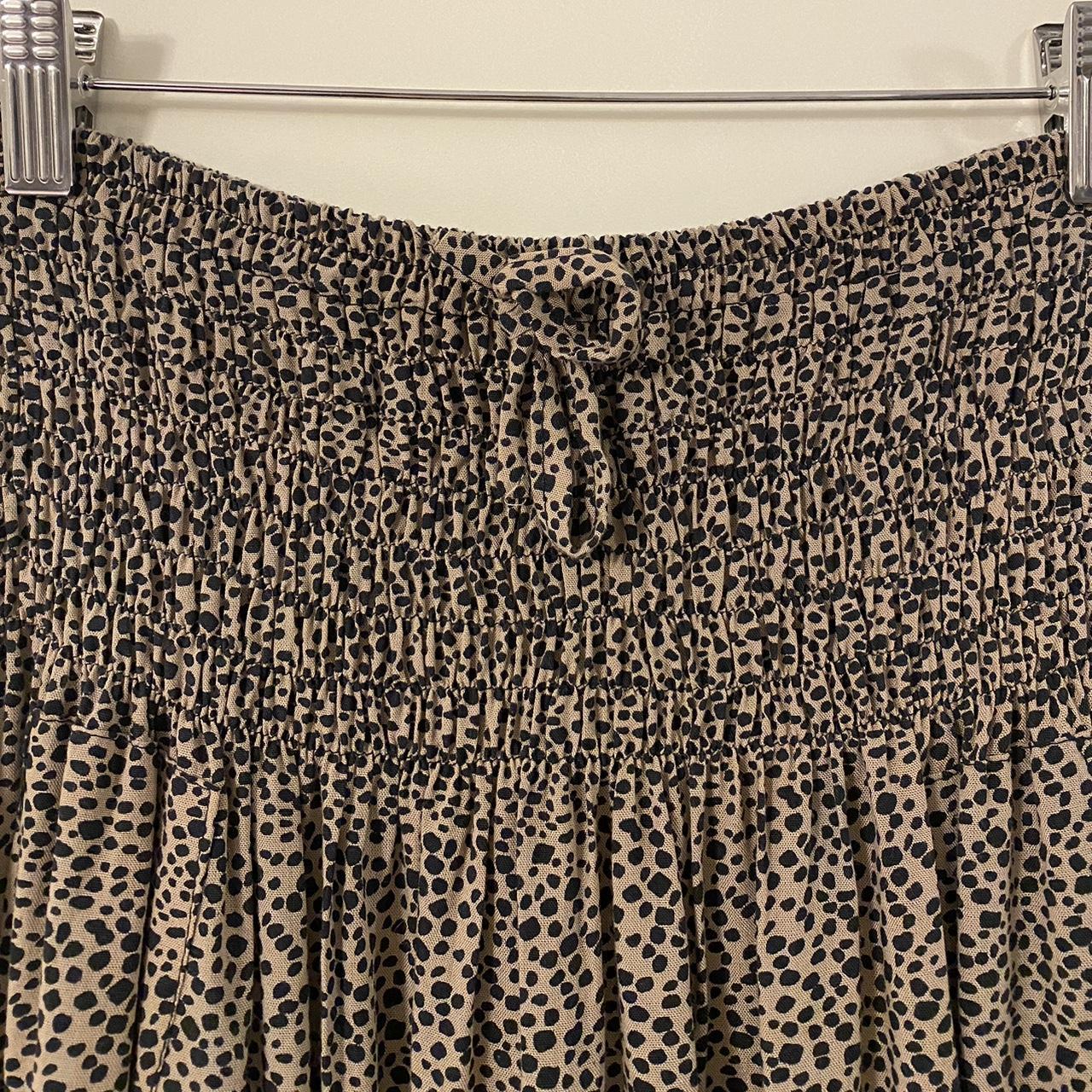 TONCHENGSD Women's Retro Leopard Print Midi Skirt - High Waist Pleated Chiffon A-Line Skirt