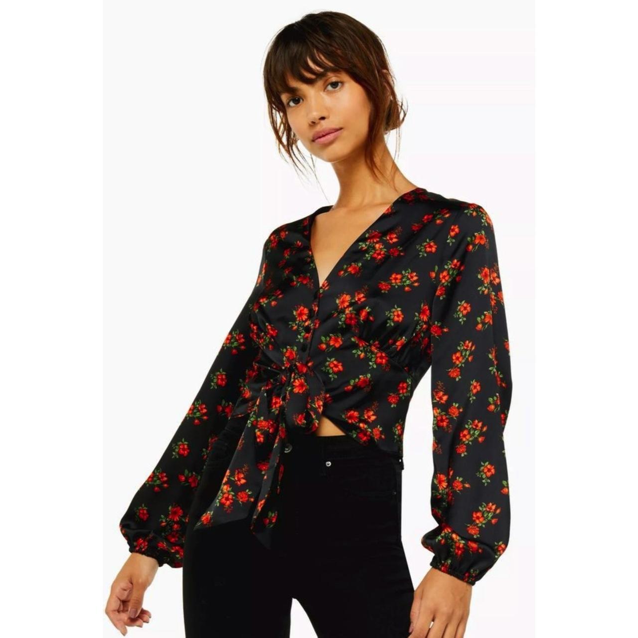 Topshop Women's Black and Red Blouse | Depop