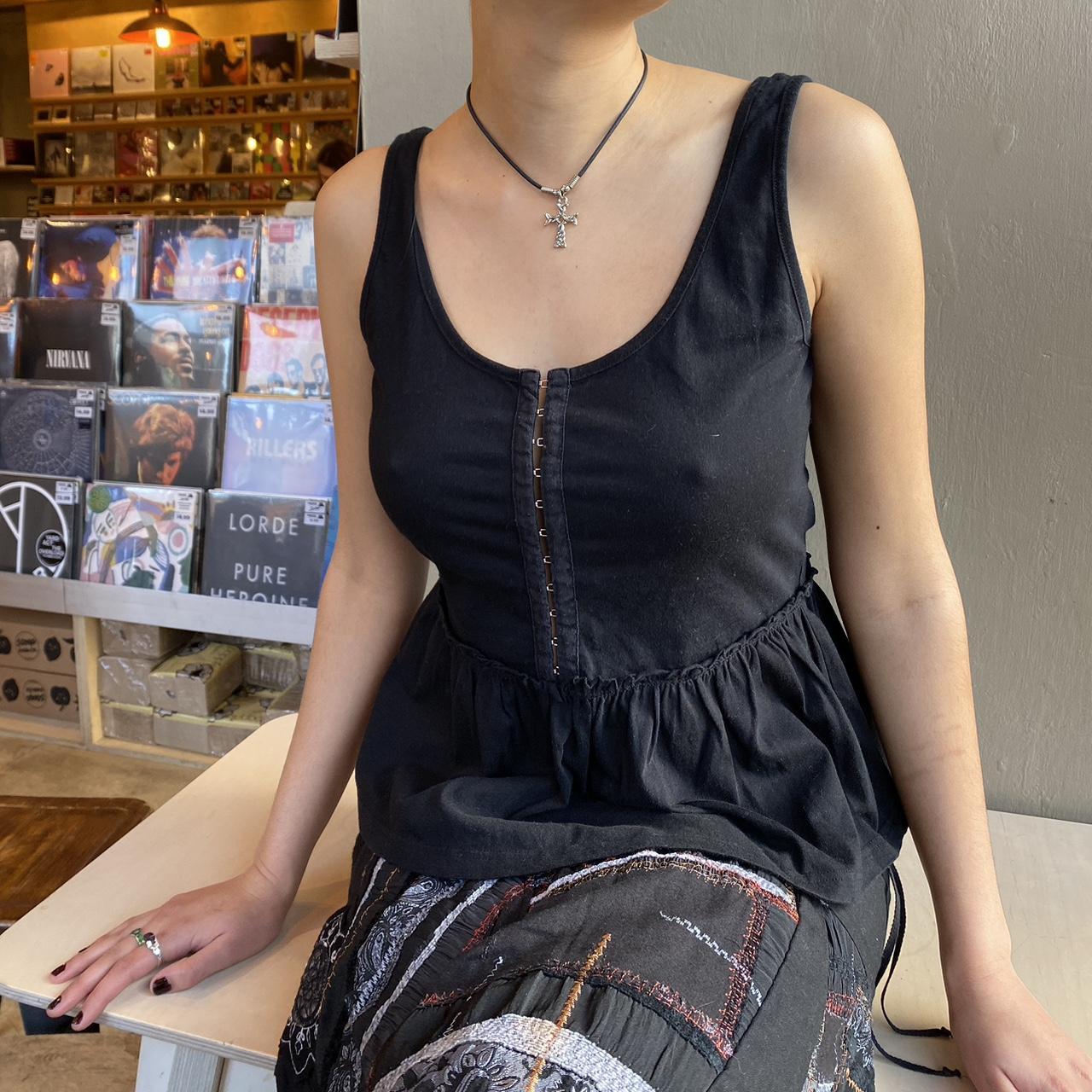 black hook and eye corset peplum top Depop