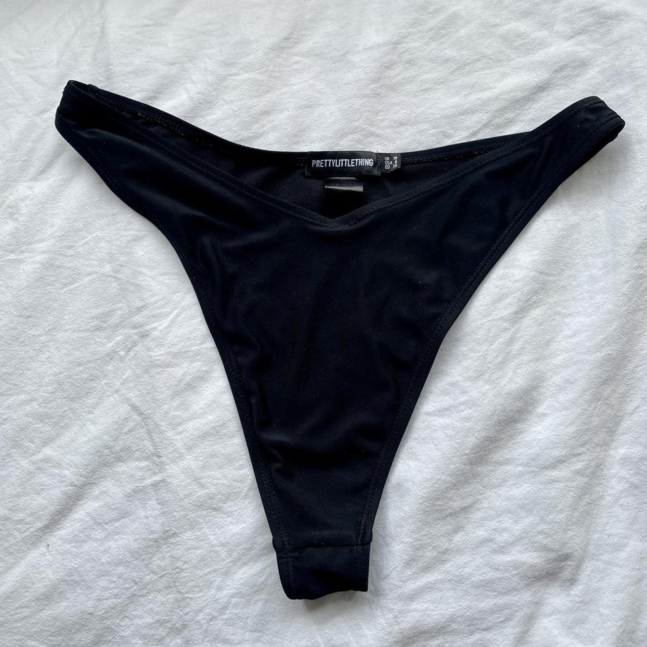 Black bikini high leg waisted bottoms size 10 Depop