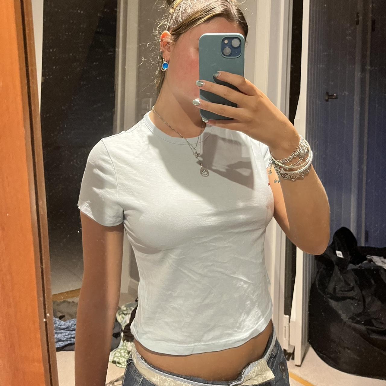 weekday baby blue baby tee. size small. hardly worn Depop