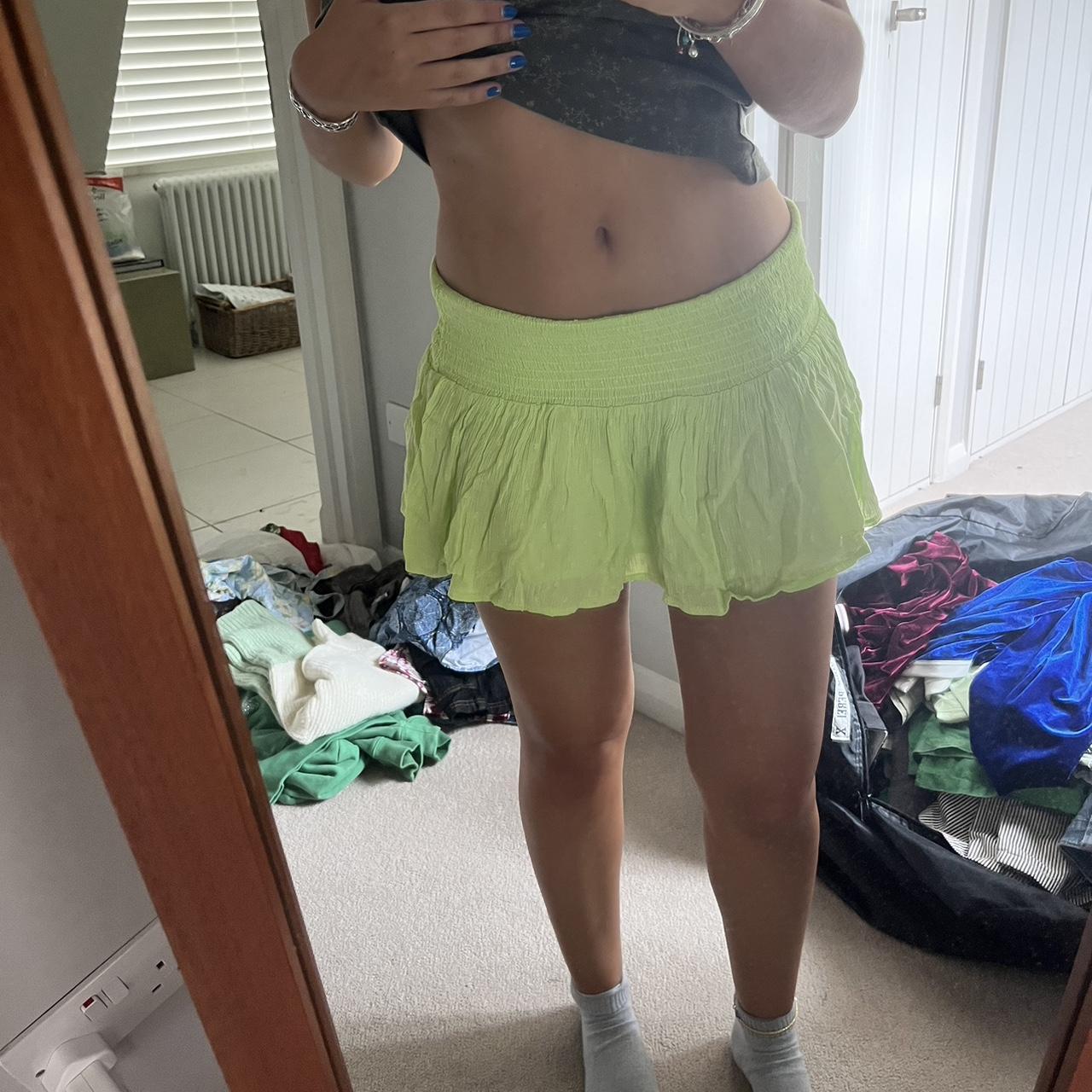 bershka lime green ruffle skirt. size small. never... Depop