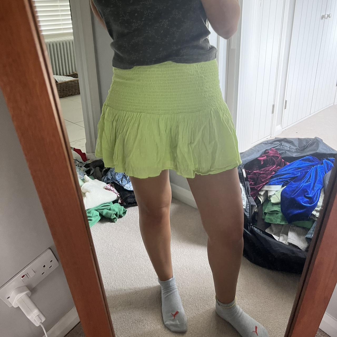 bershka lime green ruffle skirt. size small. never... Depop