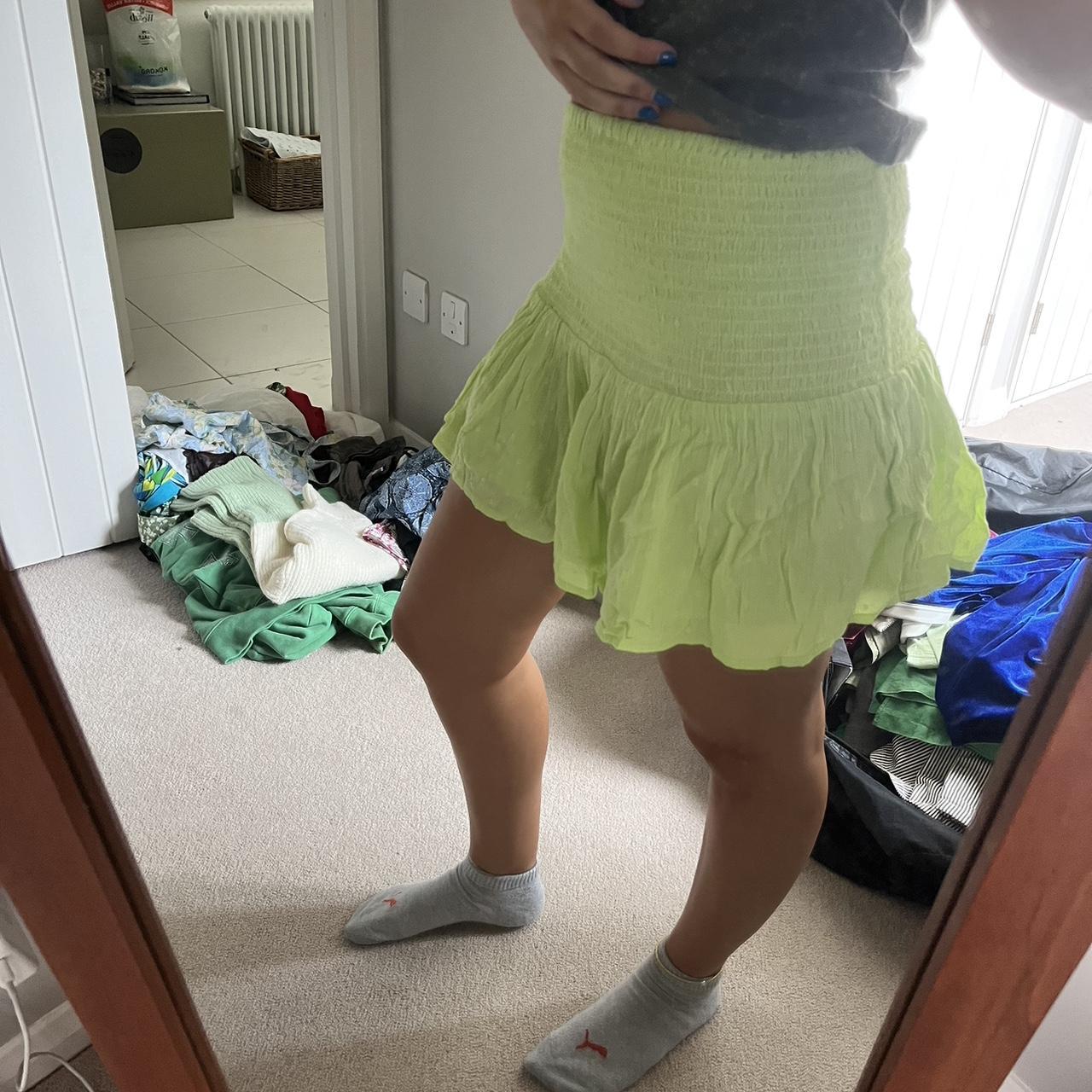 bershka lime green ruffle skirt. size small. never... Depop