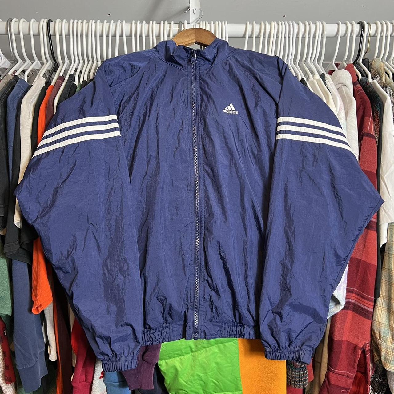 Adidas Men's Navy and White Jacket | Depop