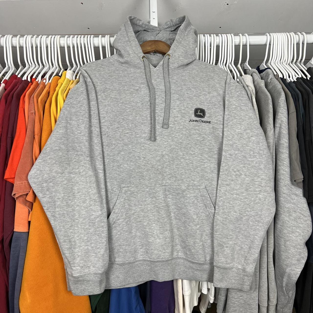 John Deere Men's Grey Hoodie Depop