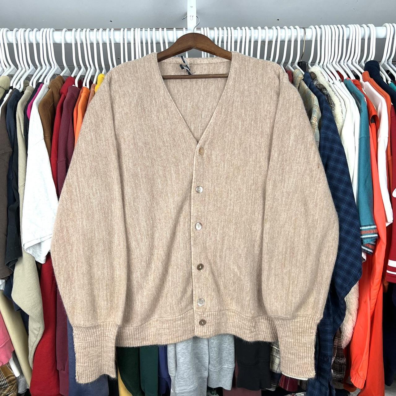 JCPenney Men's Tan and Cream Cardigan Depop