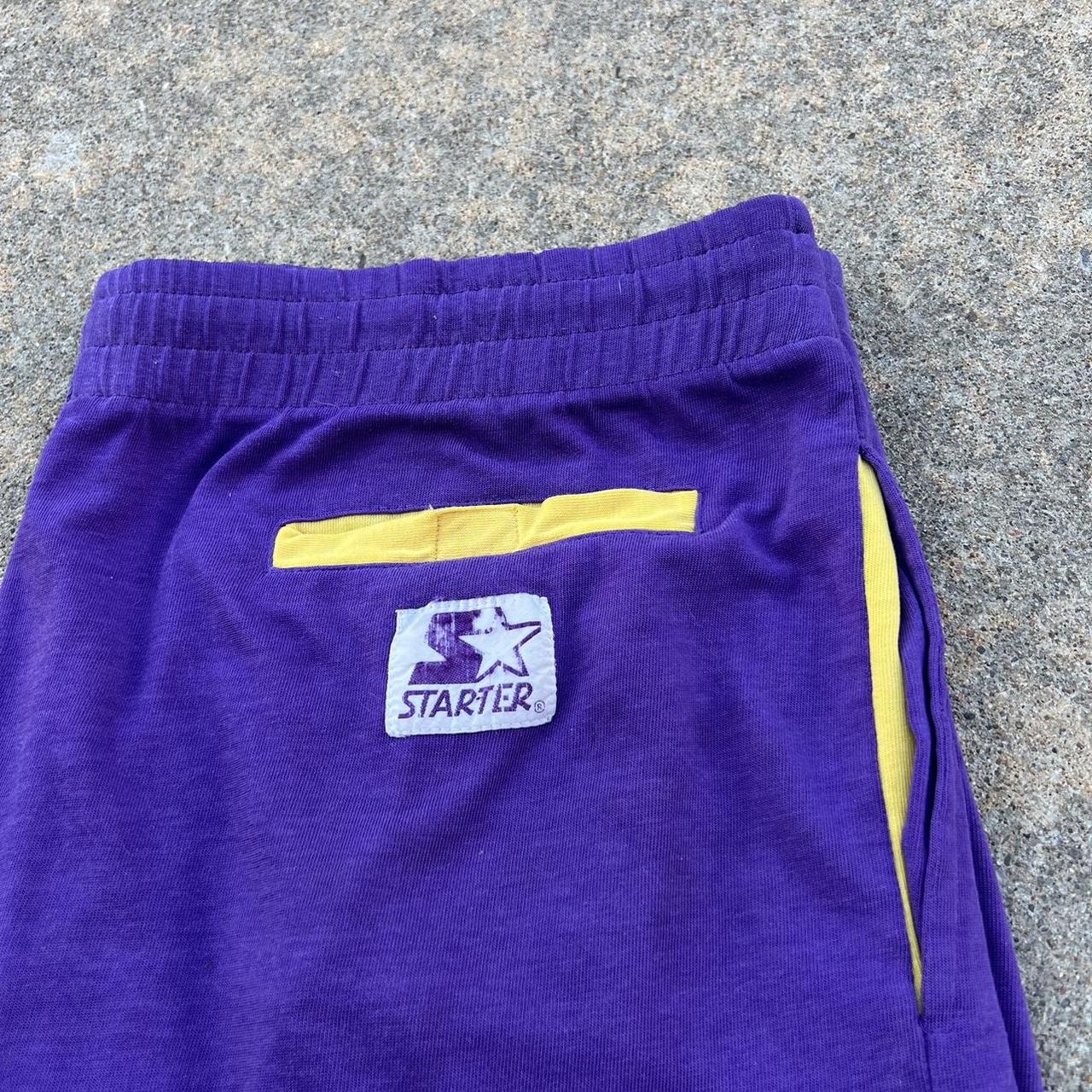 Repop Vintage purple and yellow Lakers jersey shorts - Depop