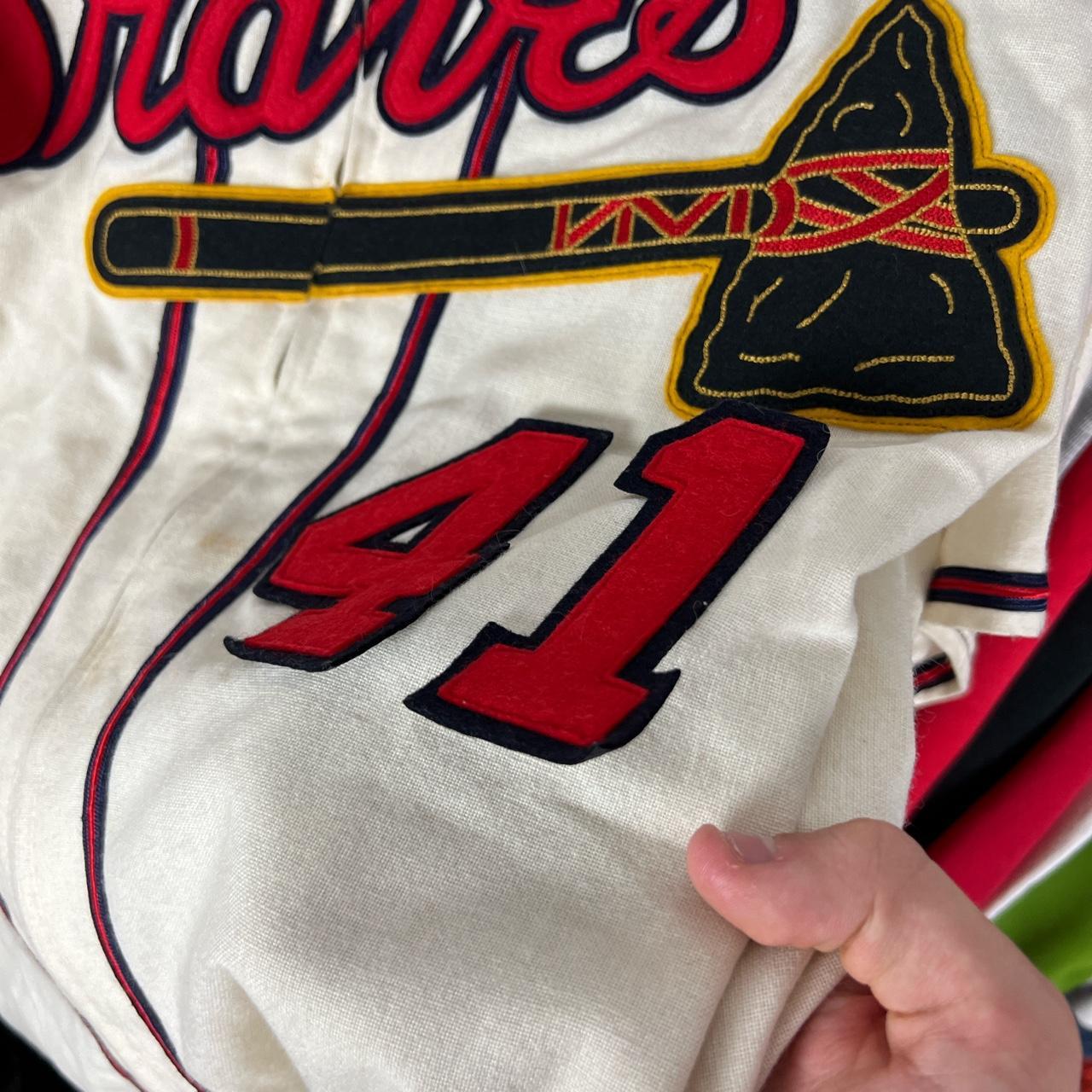 Size small Retro Throwback Braves Jersey Mitchell & - Depop