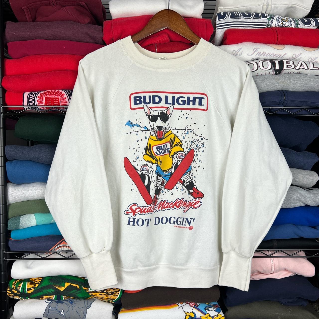 Vintage 80s Bud Light Spud Mckenzie White... - Depop