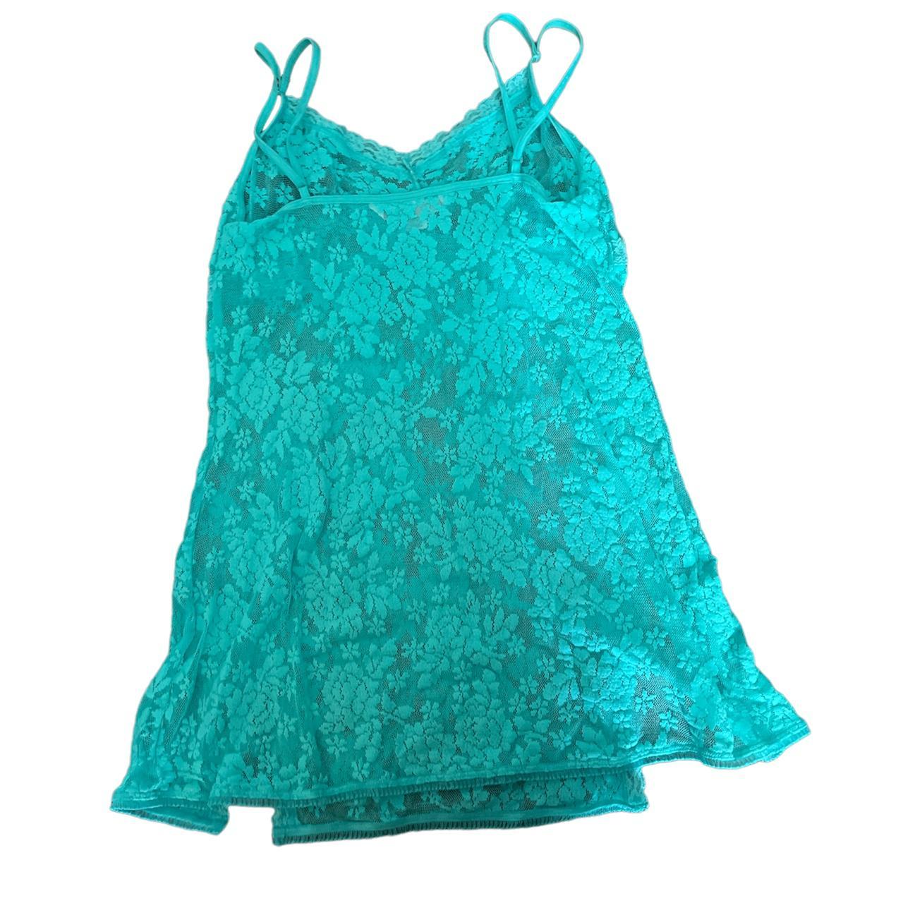 VICTORIA'S SECRET teal sheer floral lace micro-mini... - Depop