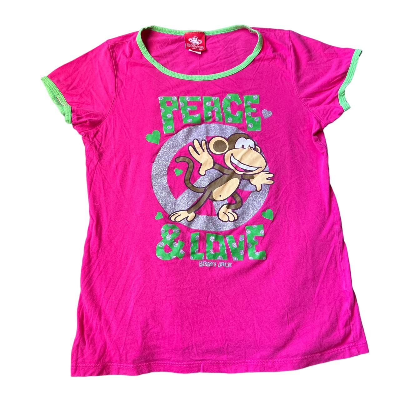 Bobby Jack Women's Pink and Green T-shirt | Depop